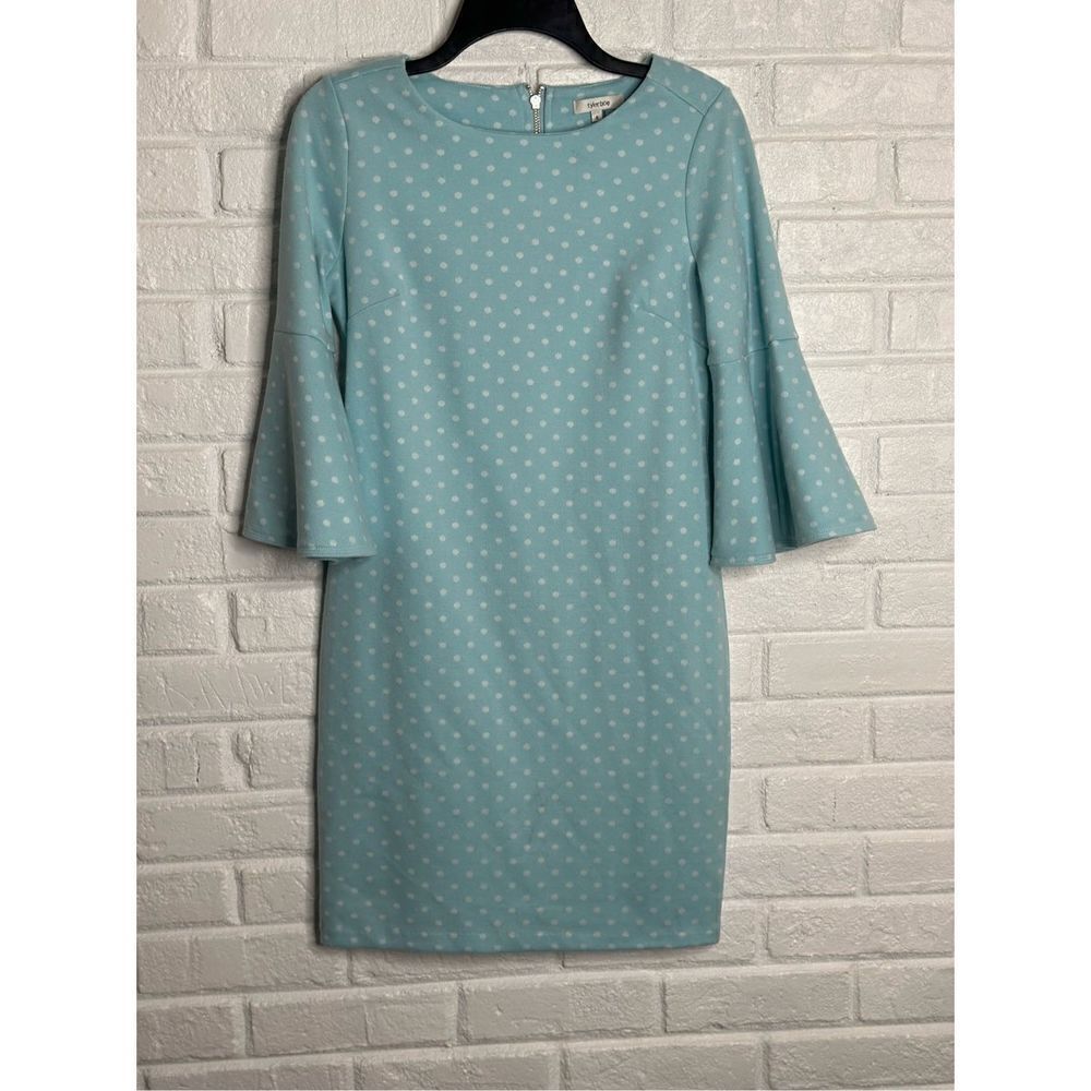 Tyler Boe Jenny‎ Bell Sleeve Dress Blue Polka Dot size Small
